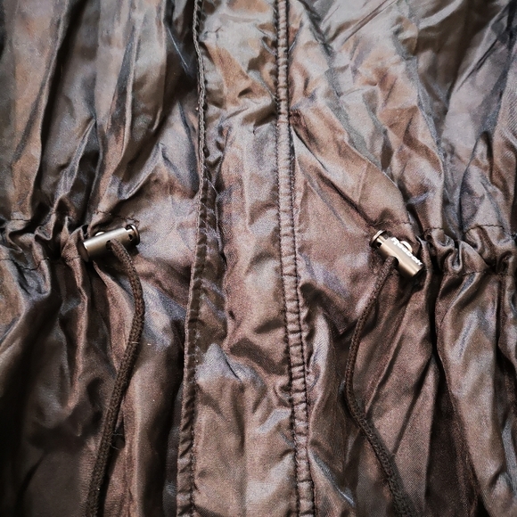 REEBOK Oversized Black Hooded Windbreaker Rain Jacket Grey Fleece Lining - Picture 3 of 9